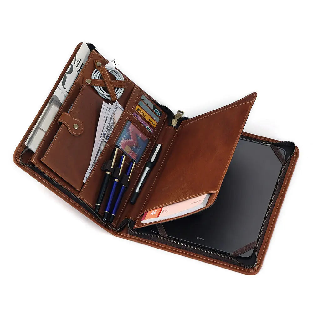 Housse Ordinateur Cuir Luxe PROLINE Imported Oil Natto Brown