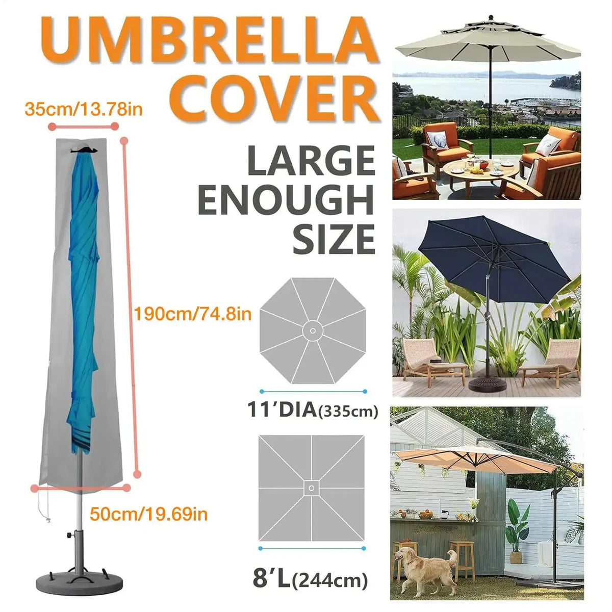Housse Parasol Déporté Imperméable ZIPLA Housse de France