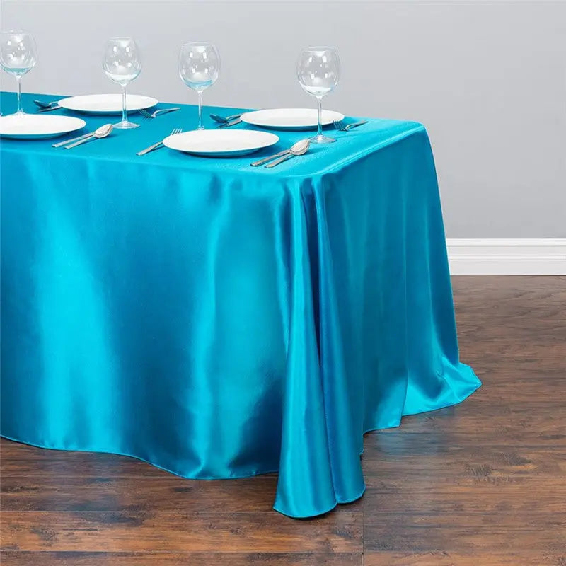 Housse Pour Table Satinée Événementielle SATINA Turquoise-145x250cm