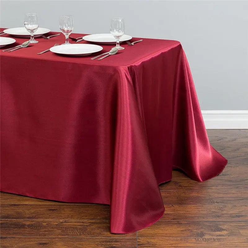 Housse Pour Table Satinée Événementielle SATINA Wine Red-145x145cm