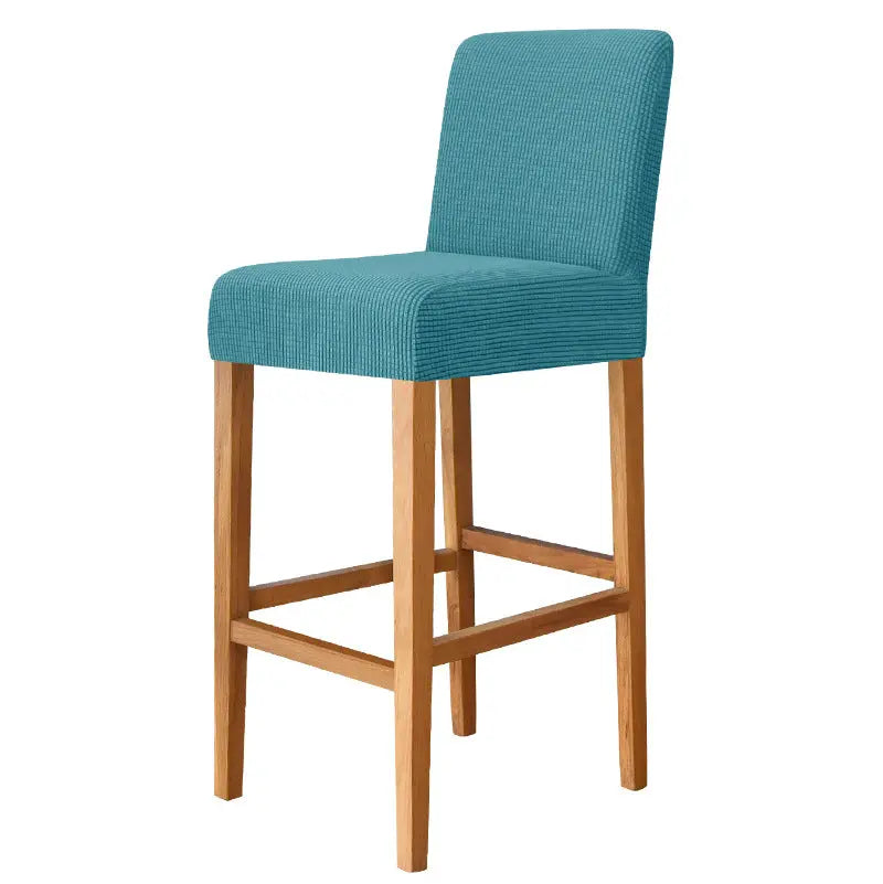 Housse Protection Chaise Élastique FLANELLE 11Turquoise blue-Bar Chair Cover Short Back