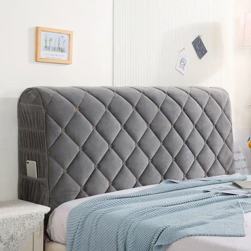 Housse Tête de Lit Velours Élégance VELANO Grey-2.2m