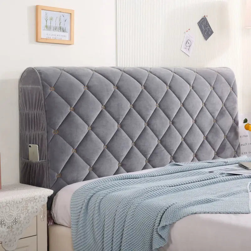Housse Tête de Lit Velours Élégance VELANO Light Grey-2.3m