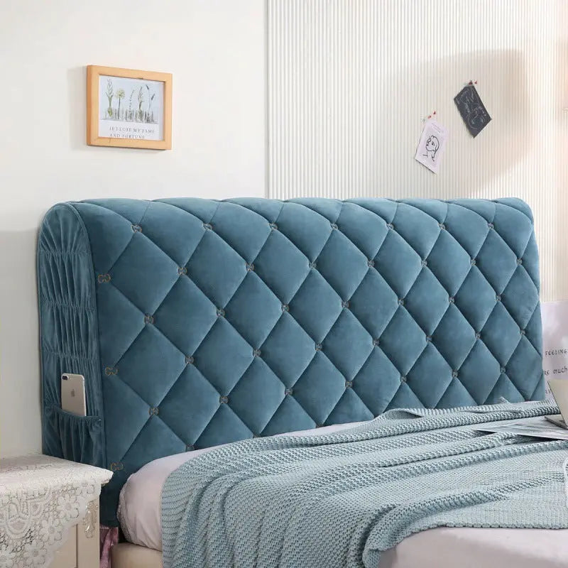 Housse Tête de Lit Velours Élégance VELANO Lake blue-1.9m