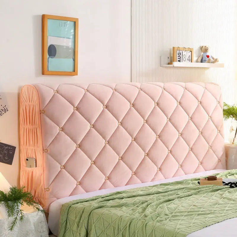 Housse Tête de Lit Velours Élégance VELANO Pink jade-1.8m