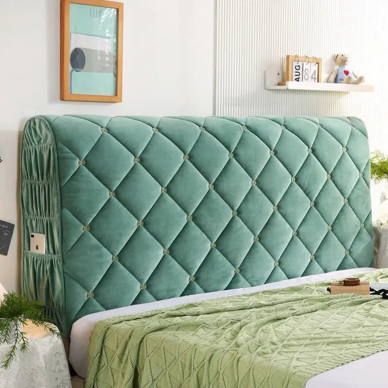 Housse Tête de Lit Velours Élégance VELANO Mica green-2.1m