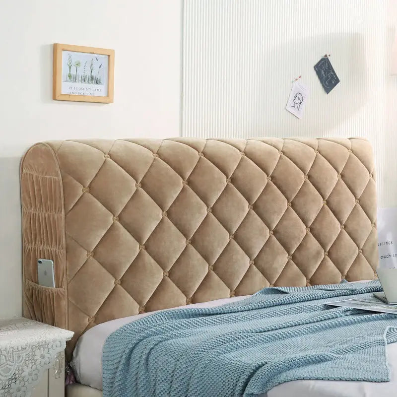 Housse Tête de Lit Velours Élégance VELANO Coffee-2.3m
