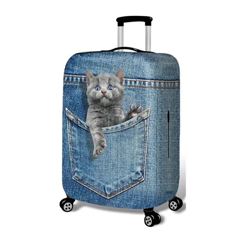 Housse Valise Cartoon Polyester CUBRIA Cowboy cat-S