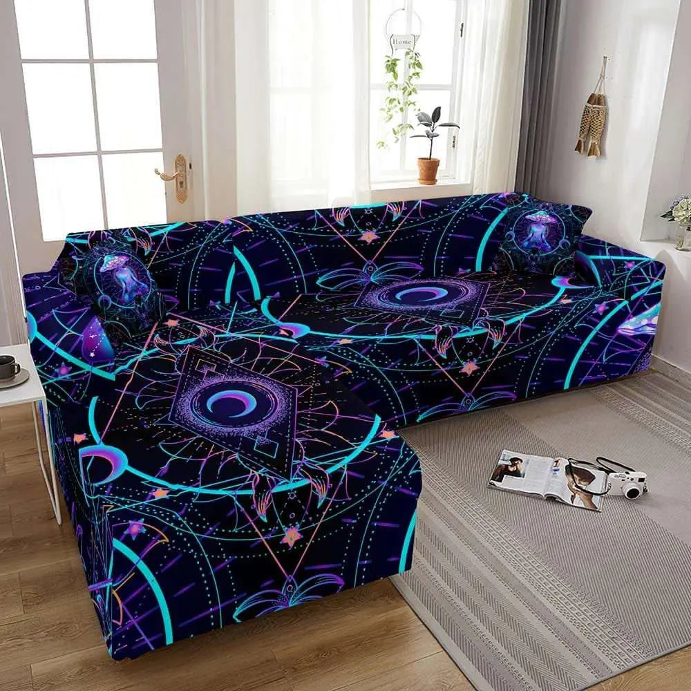 Housse canapé d'angle ELUNM motif astrale Housse De France