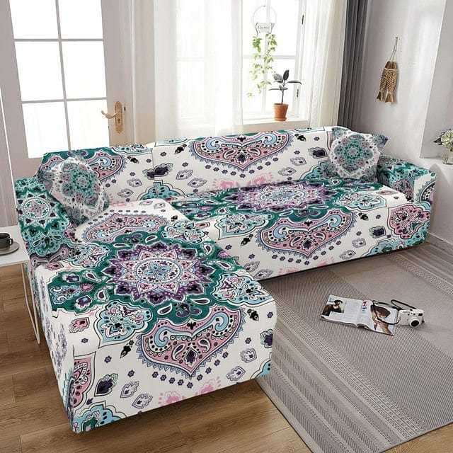 Housse canapé d'angle ELUNM motif astrale Housse De France