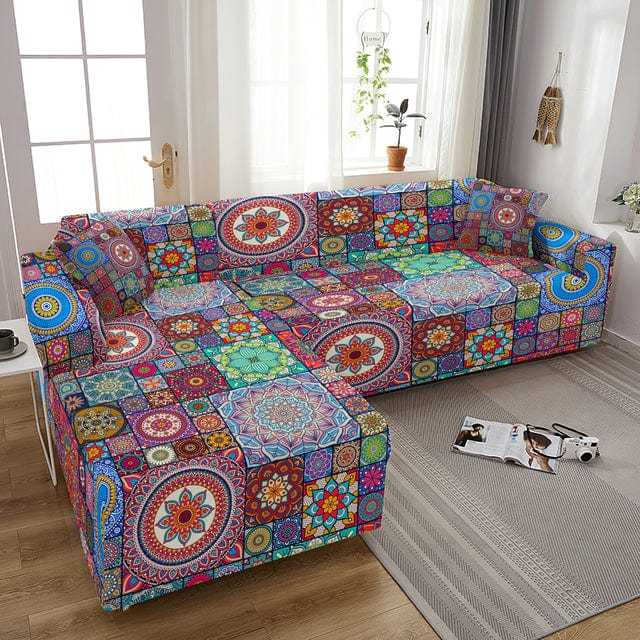 Housse canapé d'angle imprimé peinture africaine MANDELA Housse De France