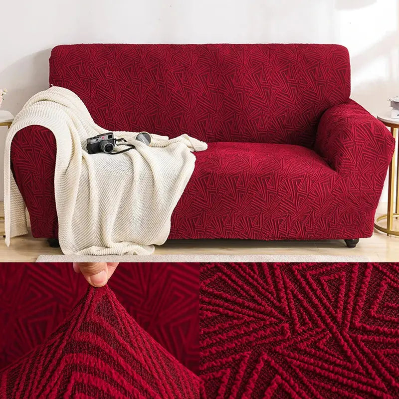 Housse de Canapé Élastique STELYA Relief Rouge-235to310cm
