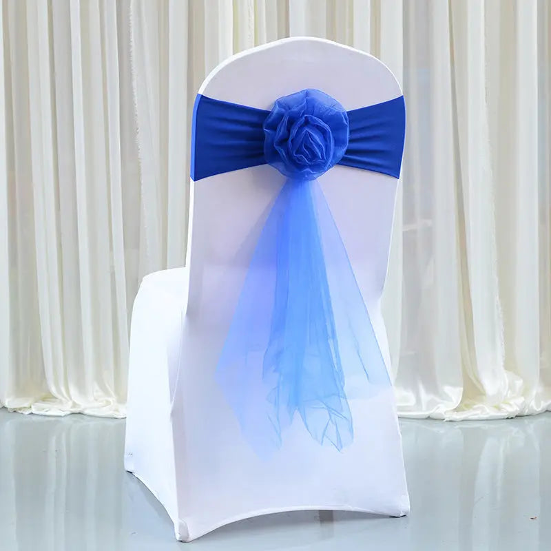 Housse de Chaise Mariage Élastique FLEURYA Sapphire blue