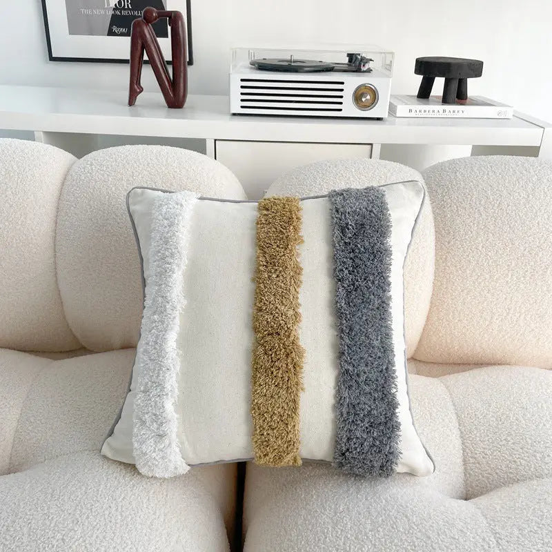Housse de Coussin Bohème MELODIA Tufted Vertical Bar-45 X45cm Pillow Cover