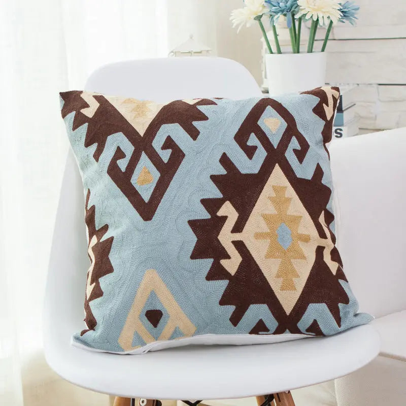 Housse de Coussin Brodée Éclat Blue ladybug