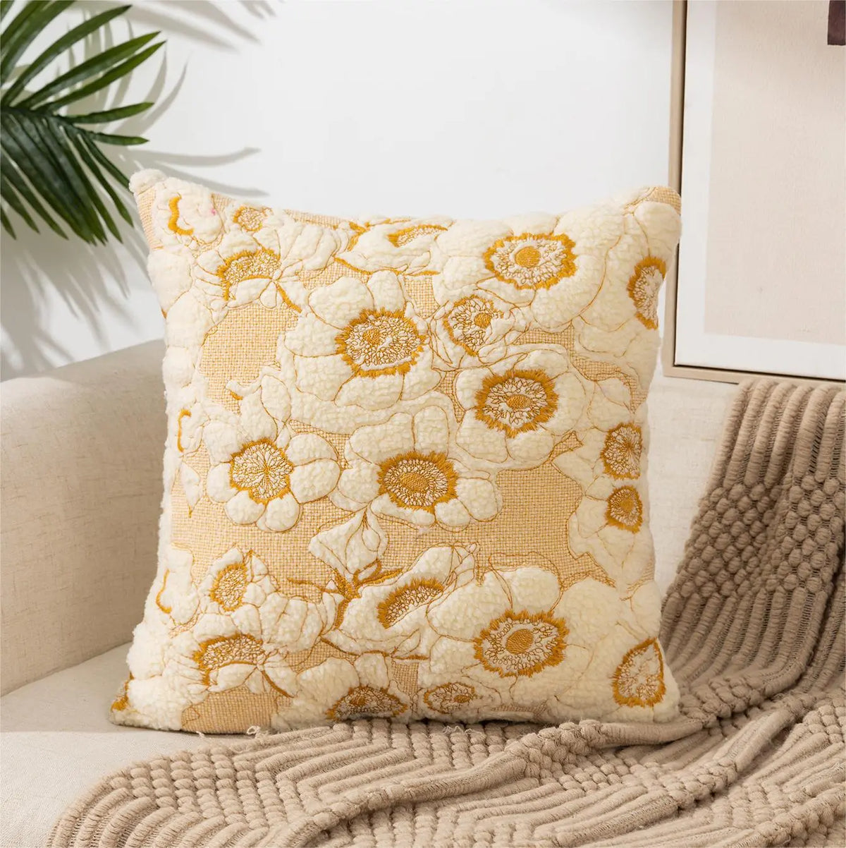 Housse de Coussin Brodée FLEURIA Style 7-45x45cm
