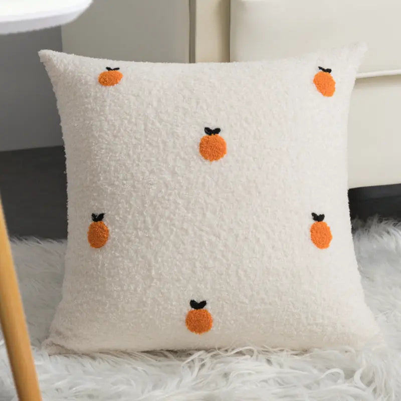 Housse de Coussin Brodée ORAGO Orange Heart Orange-45x45cm Without Core