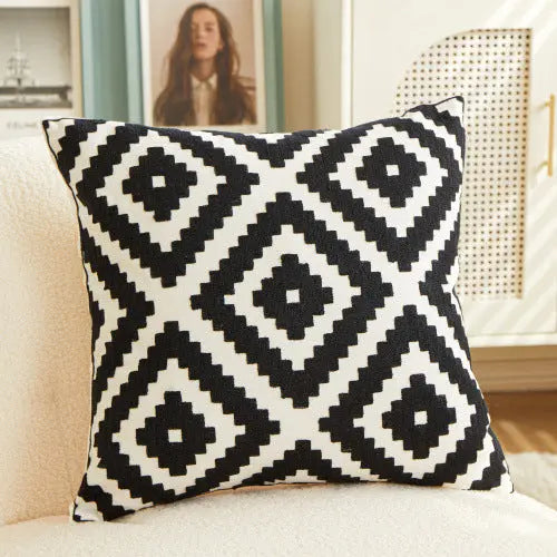 Housse de Coussin Géométrique TORONTO Black-45x45cm With Core