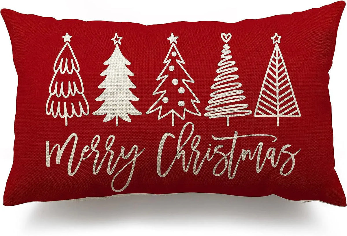 Housse de Coussin Lin Noël VERTI Merrychristmas4-30x50cm Printing Single Side
