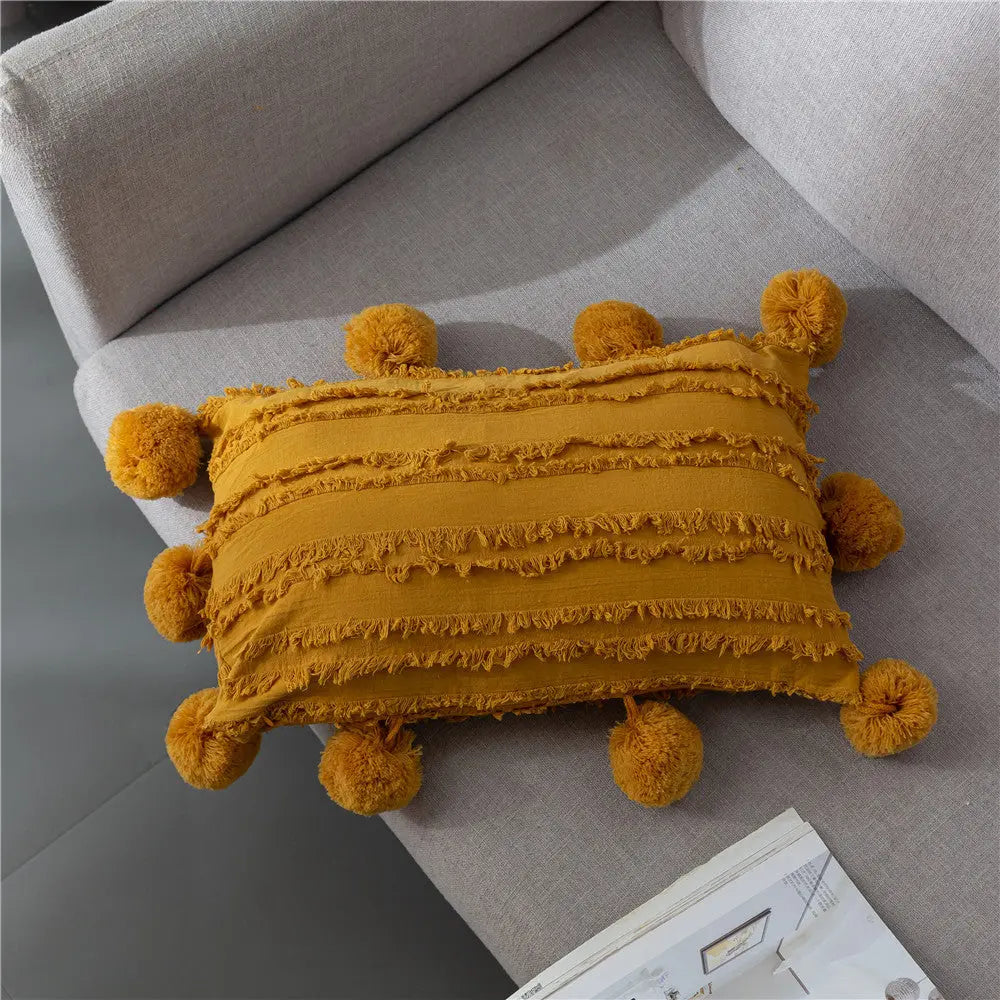 Housse de Coussin Nordic Tassel FJORD Apricot-30x50cm Without Pillow Core