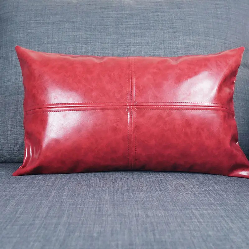 Housse de Coussin Simili-Cuir CRAZYHOR Red-60x60cm