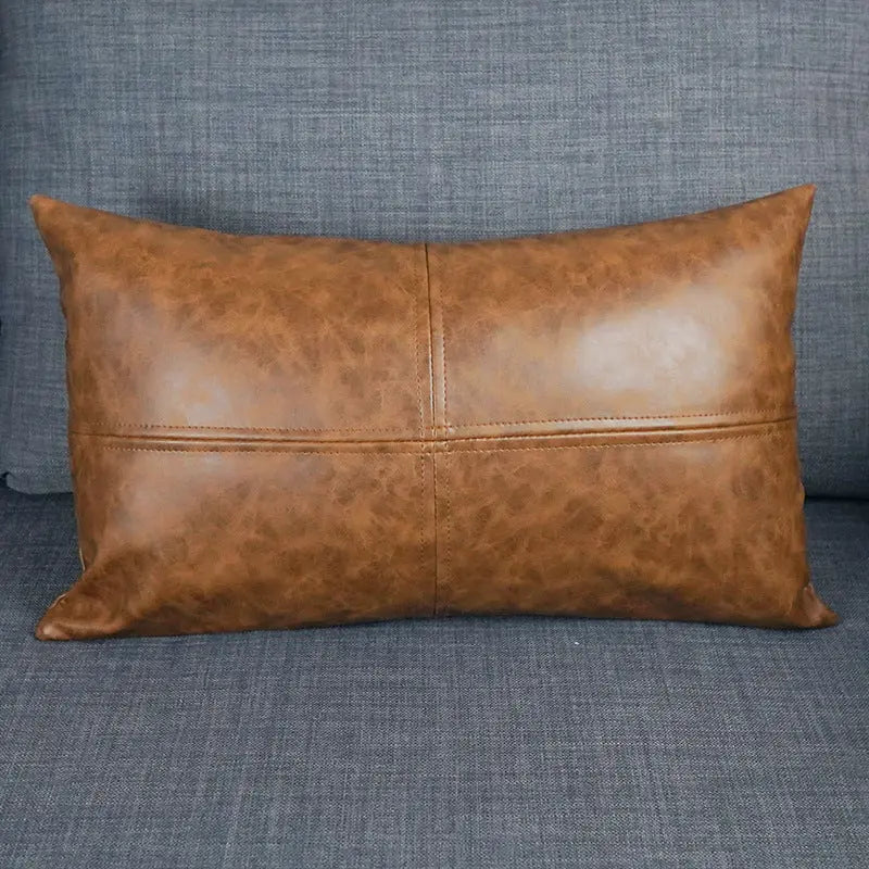 Housse de Coussin Simili-Cuir CRAZYHOR Brown-60x60cm