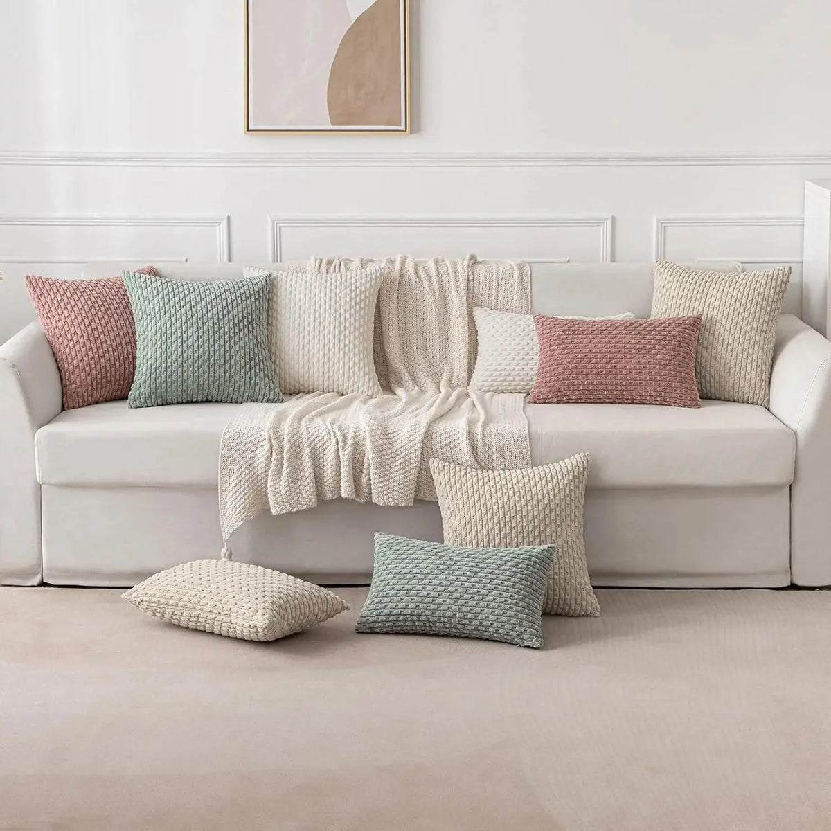 Housse de Coussin Velours Côtelé STRIPEO Housse de France