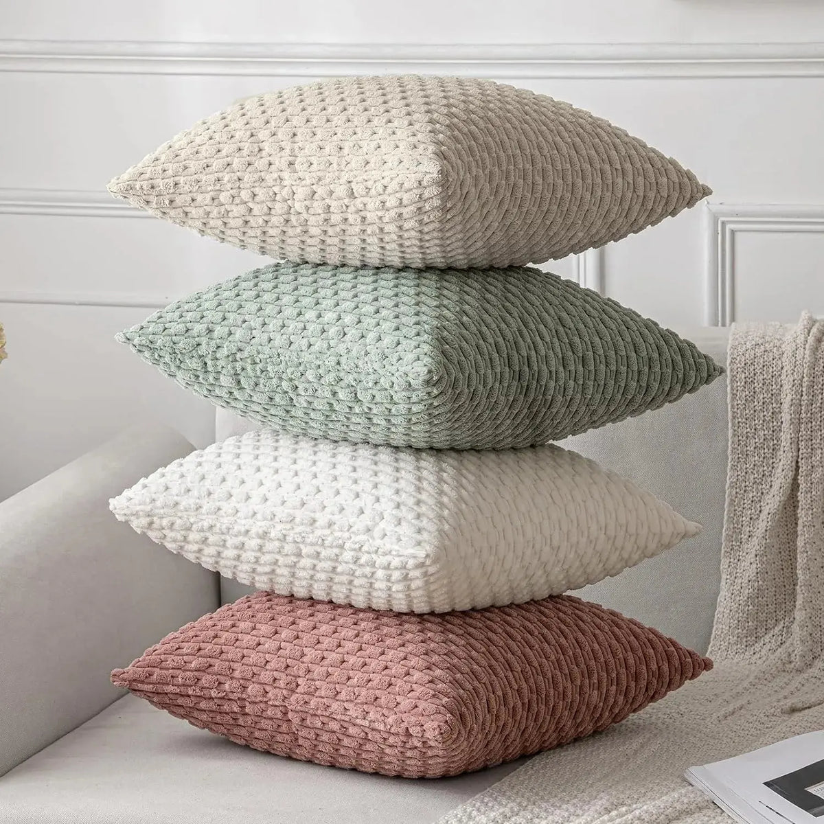 Housse de Coussin Velours Côtelé STRIPEO Housse de France