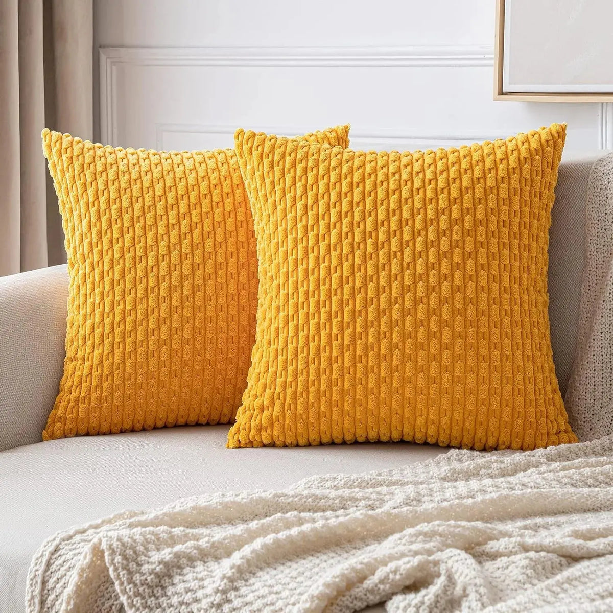 Housse de Coussin Velours Côtelé STRIPEO Housse de France