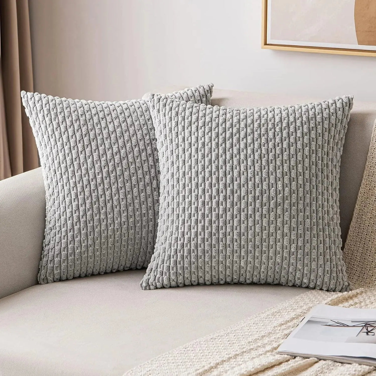 Housse de Coussin Velours Côtelé STRIPEO Housse de France