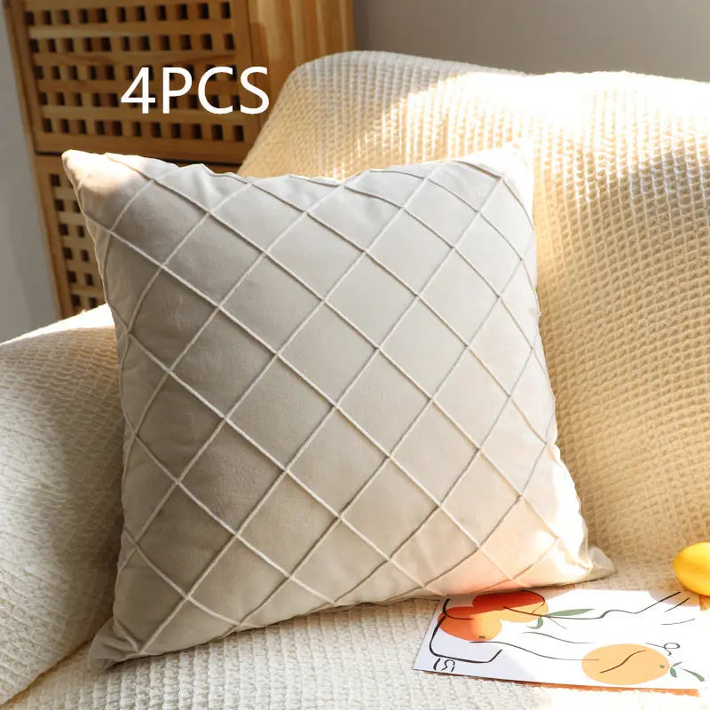 Housse de Coussin Velours ECLARA D6-45x45cm-4pcs
