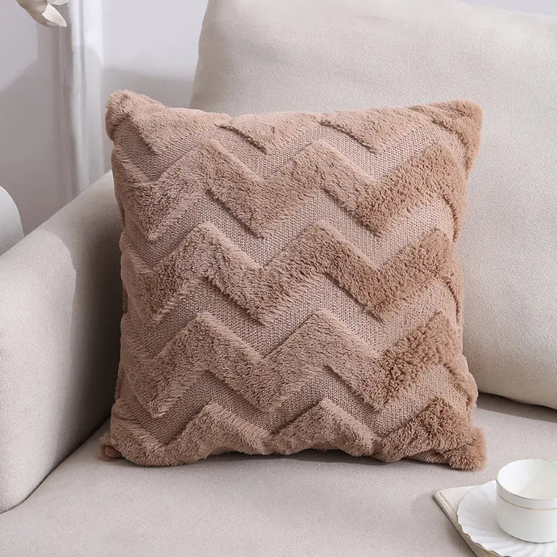 Housse de Coussin Velours Élégant NOORDY Brown Big Wave-45x45cm With Core