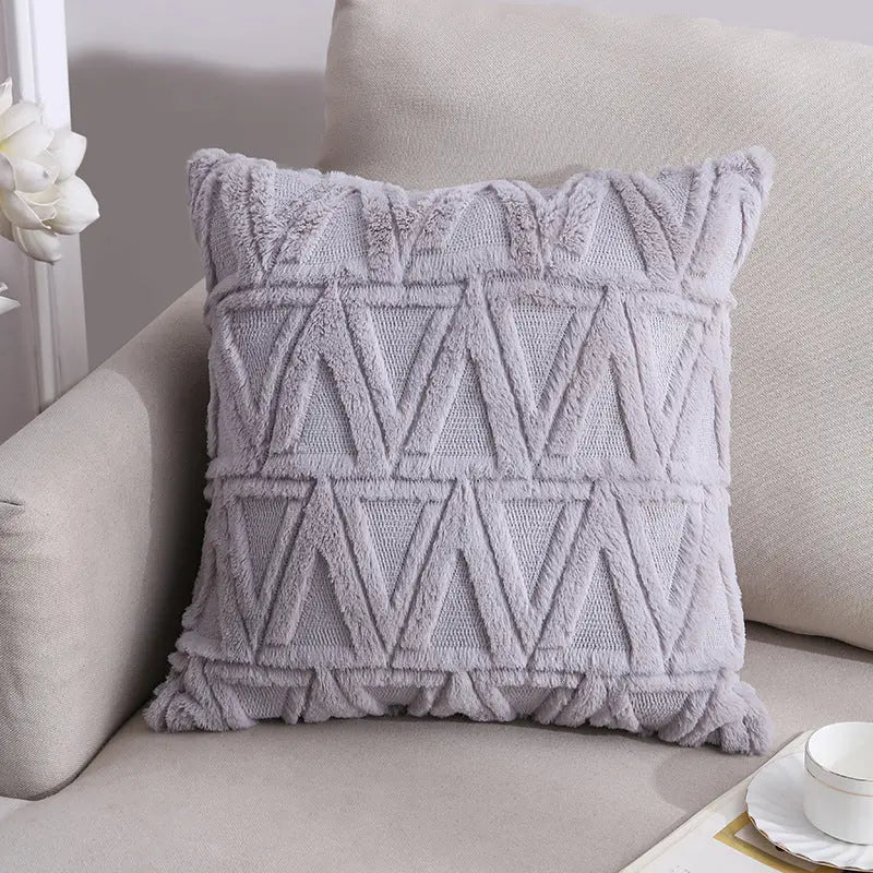 Housse de Coussin Velours Élégant NOORDY Gray Triangle-45x45CM Pillowcase