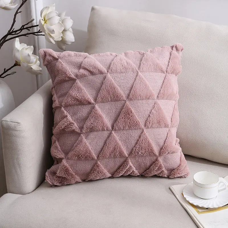 Housse de Coussin Velours Élégant NOORDY Pink Positive Triangle-45x45cm With Core