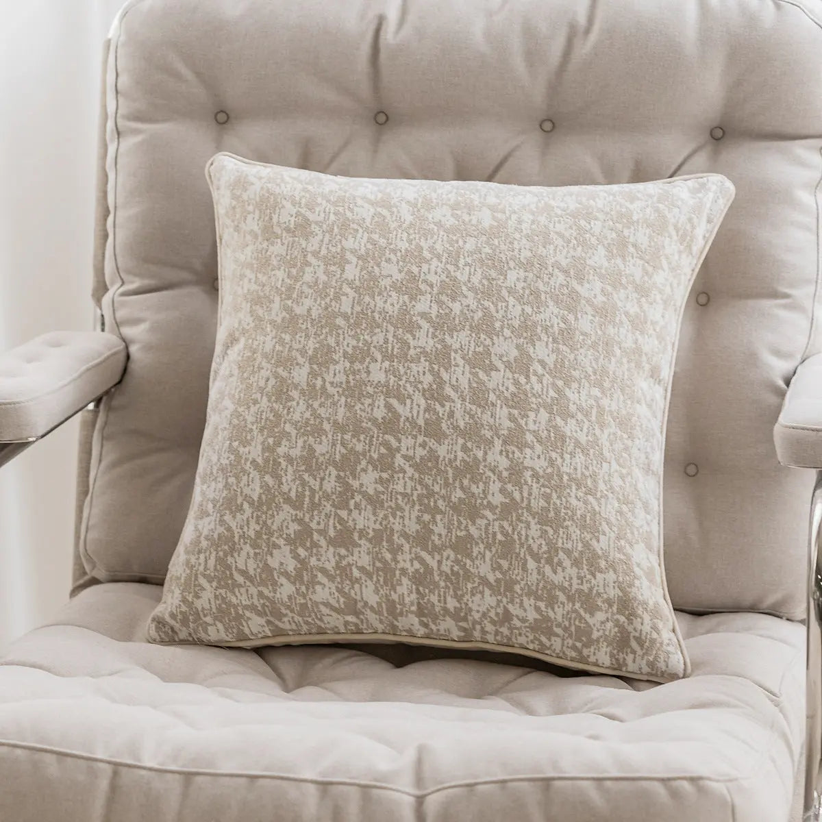 Housse de Coussin Velours Nordic PLINON Oat Houndstooth 43x43cm-Pillow Cover