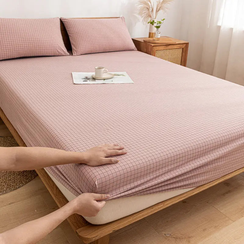 Housse de Matelas Coton Anti-Poussière PROTECTO Clove powder grid-120x200cm
