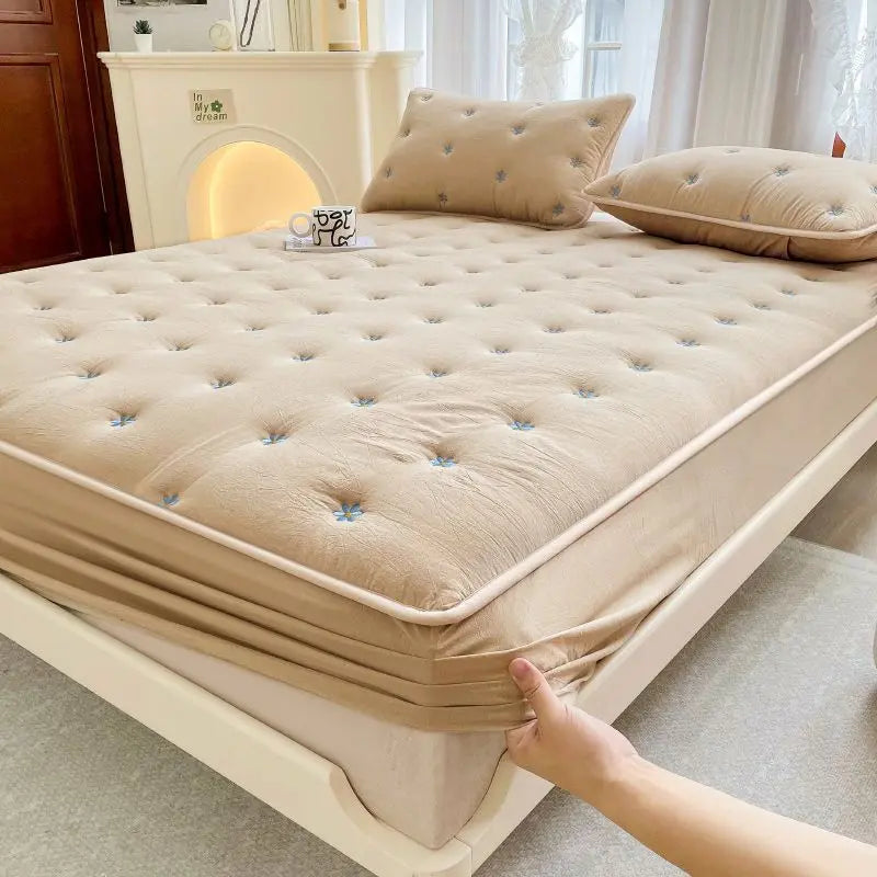 Housse de Matelas Coton Geométrique SEROLO Khaki-90 × 200cm