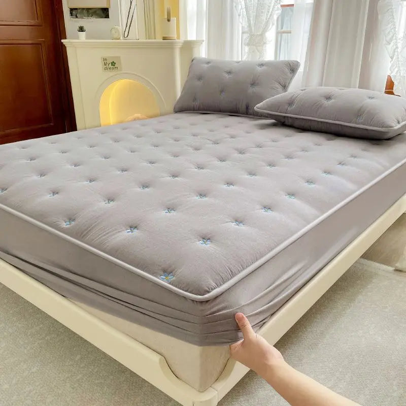 Housse de Matelas Coton Geométrique SEROLO Light Gray-180 × 200cm