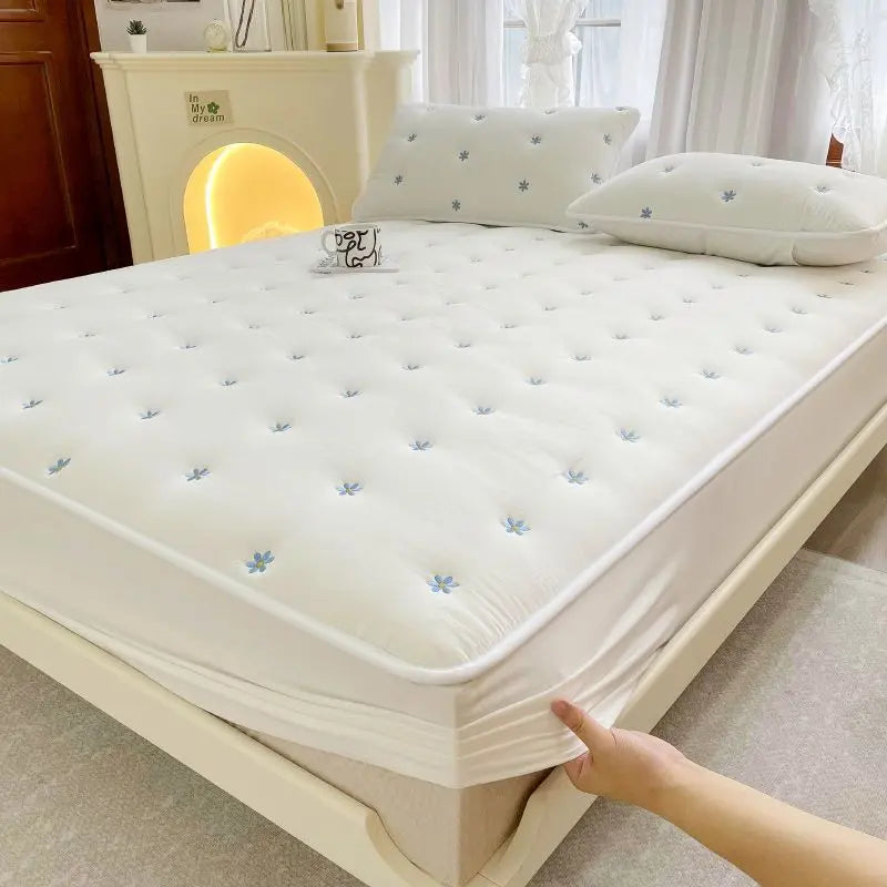 Housse de Matelas Coton Geométrique SEROLO White-180 × 200cm