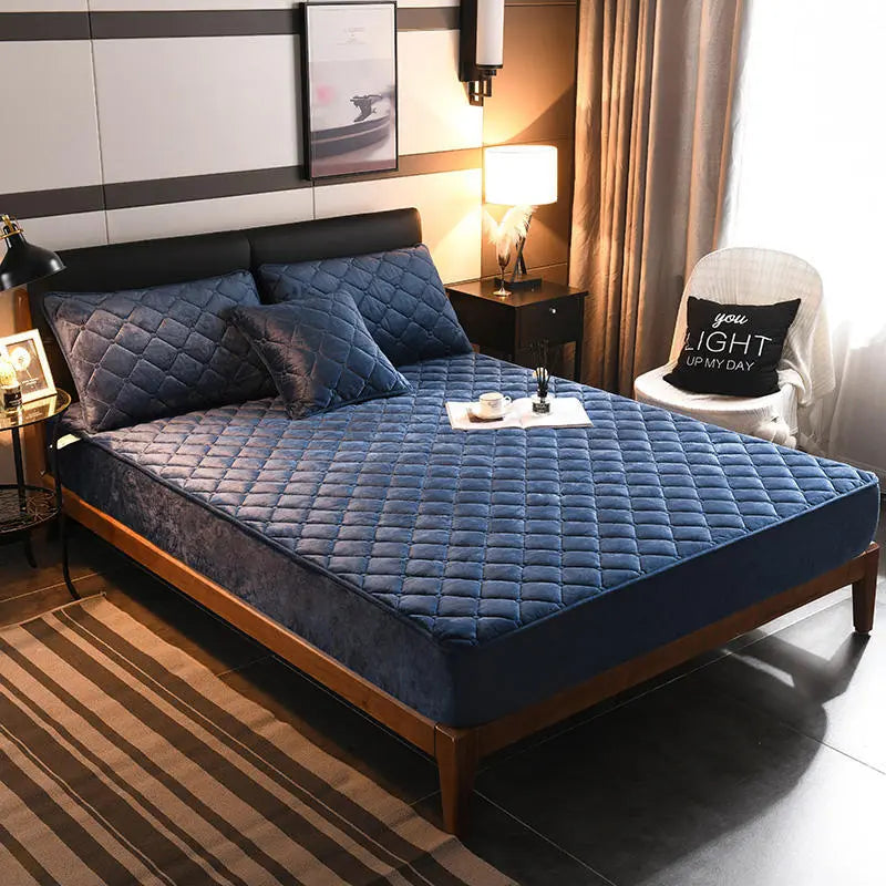 Housse de Matelas Velours Moderne VELZIO Sapphire Blue-180cmx 220cm