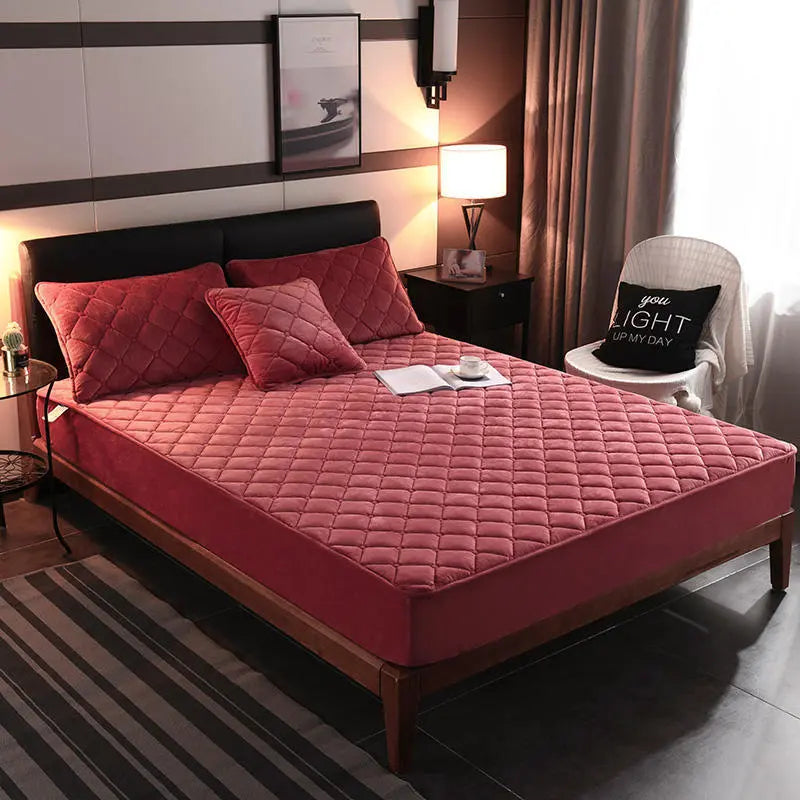 Housse de Matelas Velours Moderne VELZIO Cameo Red-180cmx 220cm