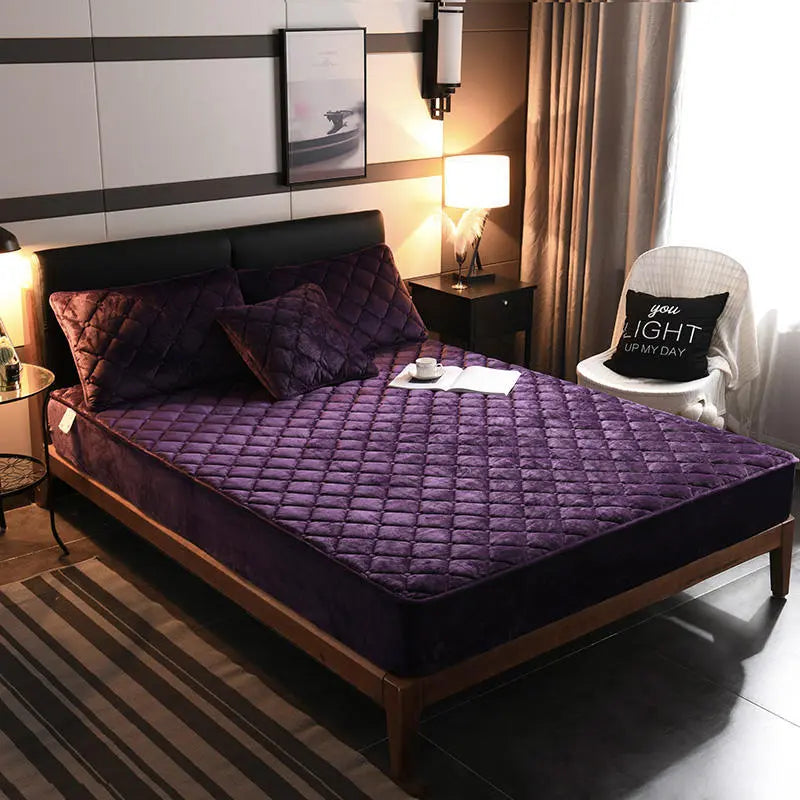 Housse de Matelas Velours Moderne VELZIO Charming Purple-150cmx 190cm