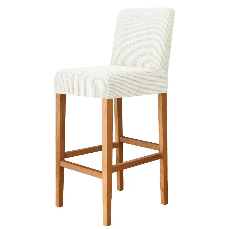 Housse de Tabouret Stretch Velours CHARAMA 23 Milky White-Bar Chair Cover Short Back
