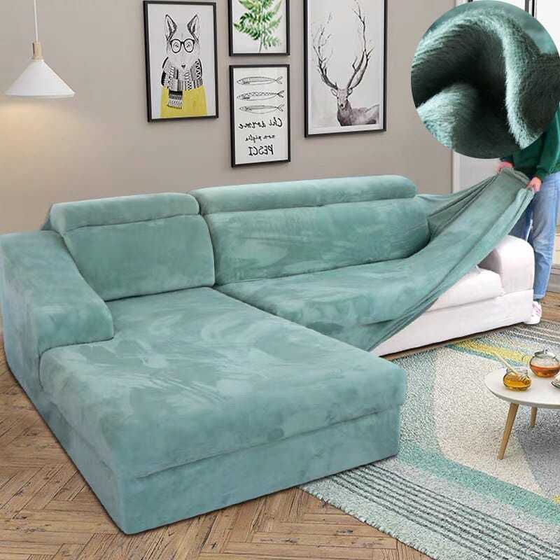 Housse de canapé d'angle en peluche KENZA Housse de France