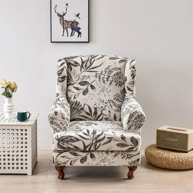 Housse de chaise à ailes extensibles, imprimé Floral, housse de fauteuil à ailes, protection de canapé à dossier incliné pour détente unique avec housses de coussin Housse de France