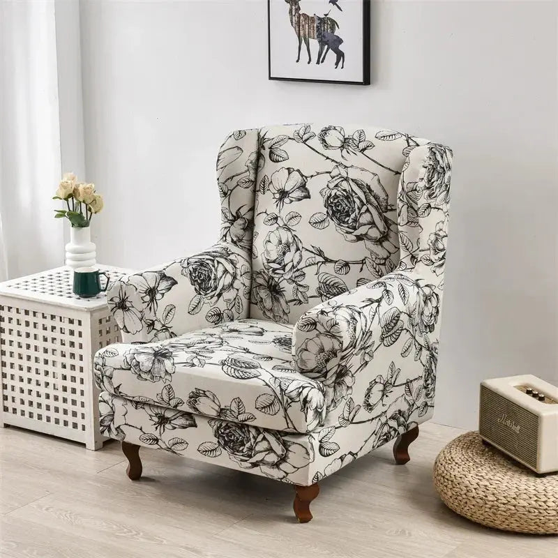 Housse de chaise à ailes extensibles, imprimé Floral, housse de fauteuil à ailes, protection de canapé à dossier incliné pour détente unique avec housses de coussin Housse de France