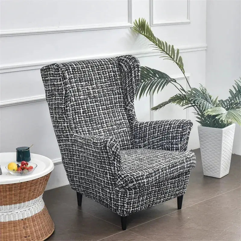 Housse de chaise à ailes imprimées feuilles, housse de fauteuil extensible en Spandex, style nordique amovible, housse de canapé relaxante, housse de protection pour meubles Housse de France