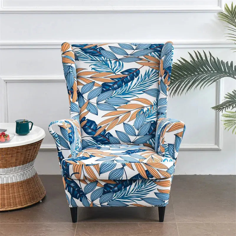Housse de chaise à oreilles imprimées de fleurs, housse de fauteuil extensible en Spandex, moderne, amovible, pour canapé de détente, housse de protection pour meubles Housse de France
