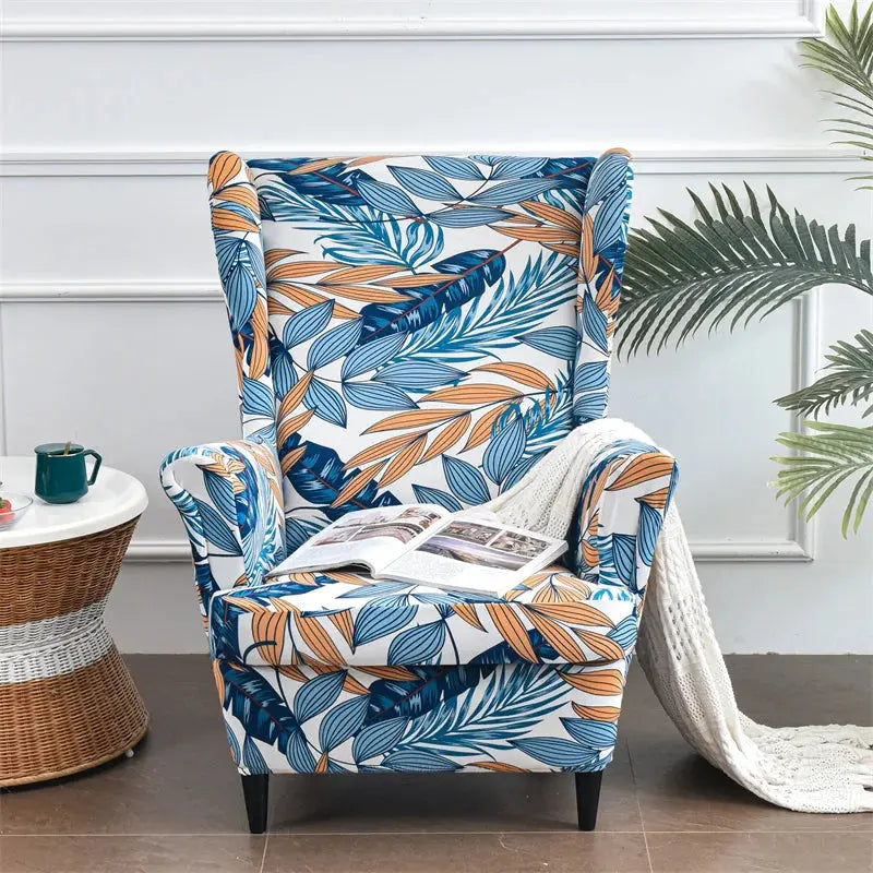 Housse de chaise à oreilles imprimées de fleurs, housse de fauteuil extensible en Spandex, moderne, amovible, pour canapé de détente, housse de protection pour meubles Housse de France