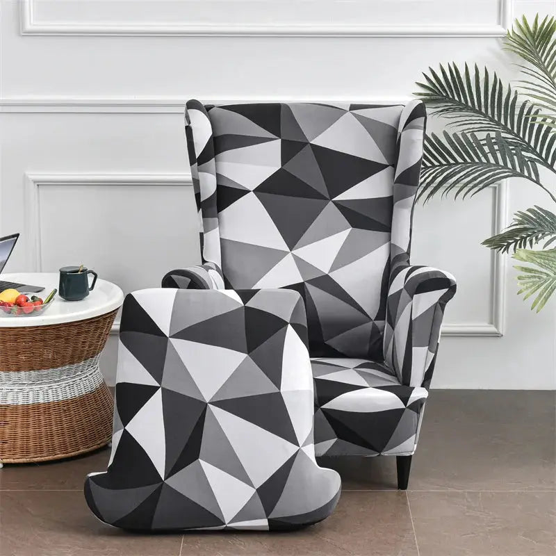 Housse de chaise à oreilles imprimées de fleurs, housse de fauteuil extensible en Spandex, moderne, amovible, pour canapé de détente, housse de protection pour meubles Housse de France